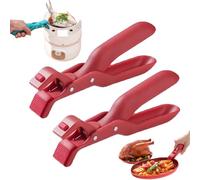 2 pcs Multi-Function Anti-Scald Bowl Clip,Multi-Purpose Anti-Scald Bowl Holder Clip for Kitchen,Hot Plate Gripper Tongs,Silicone Non-Slip Anti Scalding Ironing Dish Clamp for Cooking (R+R)