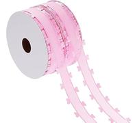 2 PCS Nastro in Organza con Cuore, 25MM x 18M Nastro Cuore, Nastro in Organza, Nastro Regalo, Nastro Tulle, Nastro Decorativo per Matrimonio, Auto, Ghirlanda, Artigianato, Natale, San/Rosa + Rosa