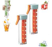 2 Pcs One Glass Ice Cube Maker, Press Ice Tray Mold, One Hand Press Ice-Tray Mold with Handle, Single Handed Pressing Ice-Maker, 6 Grid Ice -Cube Tray Cup for Drinks (2*orange)