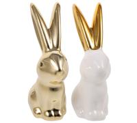 2 Pcs Ornamento Di Coniglio in Ceramica Figura Coniglietto Mini Figurine