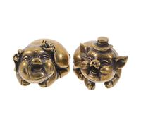 2 Pcs Ornamento Di Maiale Scultura Nuziale Statuetta Animale in Ottone