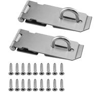 2 Pcs Padlock Hasp Door Clasp Lock 90 Degree Right Angle Shed Gate Latch Household Burglar-proof Bolt Buckle With Mounting Screws(Small-Flat)