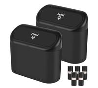 2 Pcs Pattumiera per Auto con Coperchio, Cestino Portarifiuti per Aut con 75 Sacchetti, Cestino per Aut con Coperchio, Portatile Impermeabile Mini Pattumiera, Macchina Sestino Auto Pattumiera (Nero)