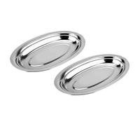 2 Pcs Piatti Ovali Piatto Di Bistecca Piastra in Acciaio Inossidabile