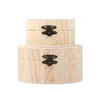 2 Pcs Piccole Scatole Portaoggetti Contenitore Legna Di Archiviazione Rotonde