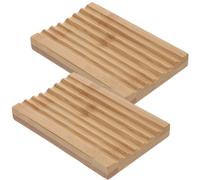 2 Pcs Porta Sapone Da Doccia Bamboo Portasapone Per Piatti Vassoio Bagno
