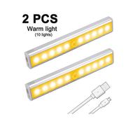 2 Pcs Portable Closet Lights Wireless 10 Led Under Cabinet Lighting Motion Sensor Activated Build In Rechargeable Battery Magnetic Little Safe Night T