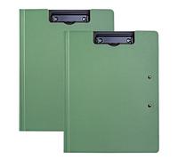 2 Pcs Portablocco A4 con Doppia Clip, Plastica Pieghevole Scomparto Portadocumenti, Porta-pad Lavagna da Scrittura, Leggero Clipboard per Studenti, Ufficio e Scuola (Verde)