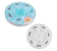 2 Pcs Portapillole da Viaggio Portatile, Pillole Organizzatore Giornaliero Settimanale a 7 Scomparti Tascabile, Portapastiglie Organizer Medicinali 7 Giorni, Porta Pastiglie per Vitamine Integratori