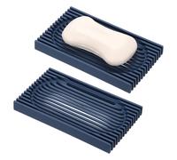 2 Pcs Portasapone con Drenaggio per Auto-Scolo Griglia Design Blu