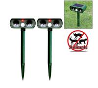 2 PCS Powerful Ultrasonic Solar-powered Animal Repeller with PIR Sensor & Light Sensor, Got the CE / ROHS Certification