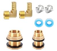 2 Pcs Raccordi per Serbatoio in Ottone WISIRENT, 3/4 Esterna 1/2 Filettatura Interna 1/2 Esterna 3/8 Filettatura Interna Connettori per Serbatoio Dell'Acqua in Ottone, Raccordi per Serbatoio in Ottone