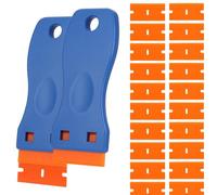 2 PCS Raschietto per Finestra E Spatola Plastica Con 20 Lame Di Ricambio, Raschietto Vetro E Spatola per Silicone, Utensile Ergonomico per Rimozione Adesivi, Colla E Residui Su Superfici Delicate