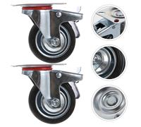 2 Pcs Ruota in Gomma Anti-slip Opera Ruote Piroettanti Carrello Con Freno