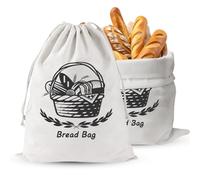 2 Pcs Sacchetto Pane,Sacchetto di Pane Lino,Reusable Bread Bag Linen Bread Bag with Plastic Liner Bread Storage for Homemade Bread, Sourdough Bread Bags for Homemade Bread Baking Accessories