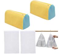2 Pcs Sacchetto Scarpe Lavatrice, Sacchetto per Lavare Scarpe in Lavatrice con Pulizia a 360°, 4 Sacchetti Polvere, senza Pelucchi, Riutilizzabile, Sacchetti Lavatrice Scarpe Sportive a Rete (Giallo)