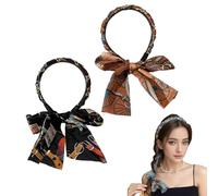 2 pcs Satin Fabric Hair Bands,Retro Satin Cross Knotted Fabric Headband,Adjustable Fashion Bow Hairband Hair Scarf Headband for Women (2pcs B)