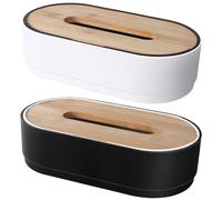 2 Pcs Scatola Bamboo Portafazzoletti Distributore Carta Contenitore Tessuto