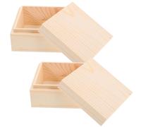 2 Pcs Scatole Portaoggetti Con Coperchio Di Legno Non Finite Piccola Cassa