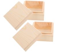 2 Pcs Scatole Portaoggetti Con Coperchio Scatola Cassa Di Legno Piccola