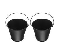 2 Pcs Secchio Di Metallo Nero Per Grasso Da Griglia La Cenere in Latta
