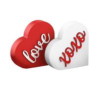 2 Pcs Segno Di Legno Per San Decorazione Della Tavola A Forma Di Cuore Rosso Lastra Di Blocco D'amore In Legno Rustico Articoli Vassoio A Gradini Centro Tavola Romantico