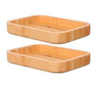2 Pcs Self-draining Soap Tray Bamboo Dish Porta Sapone Vassoio Da Bagno