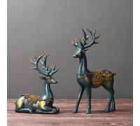 2 Pcs Set Di Ornamenti Decorativi Scultura Cervo Arredamento Renne