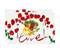 2 PCS sottopiatti, Tovagliette in Lino e Sottobicchieri, tovagliette americane lavabili, sottopiatti per San Valentino, tovagliette colazione, tovagliette americane