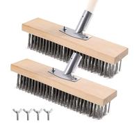2 Pcs Spazzola per Pavimenti in Filo 30 cm, Scopa Metallica per Giardino, Scopa in Filo Metallico per Rimuovere Muschio da Giardino, Macchie Ostinate, Erbacce, Patio