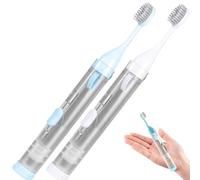 2 pcs spazzolino da denti con dentifricio integrato, 3 in 1 kit di spazzolino da denti da viaggio con tubo e custodia ripiegabili, pieghevole per gita scolastica da campeggio