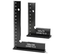 2 Pcs Squadra da Falegname 90 Gradi con Scala di Precisione, Alluminio Squadra da Carpentiere di Precisione 100 x 70mm e 150 x 100mm per Laboratorio, Falegnameria, Ingegneria e Officina