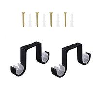 2 Pcs Staffa da Soffitto Bastone per Tende Supporto Staffe per Tende Supporto Staffa per Montaggio a Soffitto con 4 Viti di Fissaggio Staffe per Tende Resistenti - Nero(110 * 80 mm)