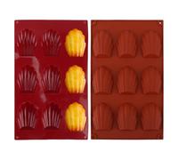 2 Pcs Stampi per Madeleines in Silicone, 9 Cavità, Antiaderente e Flessibile, Perfetti per Dolci, Pasticceria e Forno, Facili da Pulire, Resistente al Calore, per Ricette di Madeleines e Dessert Vari