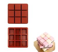 2 PCS Stampo Cioccolatini, Stampo Silicone Quadrato, Cubo Silicone per la Torta Muffin (Rosso Mattone)