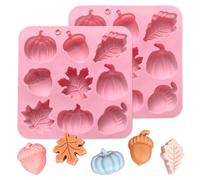 2 PCS Stampo in Silicone a Tema Autunnale, Rosa | Stampi Silicone Autunno, Includi 3D Forma di Zucca, Foglia D'acero, Ghiande, per il Raccolto Autunnale e il Ringraziamento