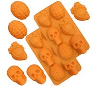 2 Pcs Stampo in silicone per Halloween, Stampo Silicone di Halloween, Stampo per Cioccolatini di Halloween, stampo in silicone per cervello, 3D Sorpresa de Halloween de Bricolaje para de Pudín