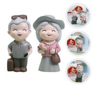 2 Pcs Statuette Di Coppia in Miniatura Ornamento Anziani Figurine Dei Nonni