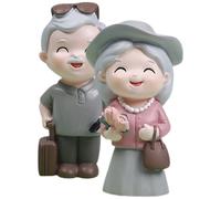 2 Pcs Statuina Nonni Ornamento Coppia Di Anziani Statuetta Figurine Dei
