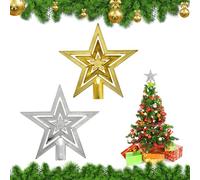 2 PCS Stella Albero Di Natale in Plastica,18cm Metallico Glitterato Stella Punte,Stella Puntale per Albero Di Natale,Decorazione Christmas Tree Topper Decoration Star,Mini Puntali per Albero Di Natale
