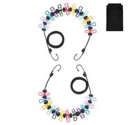 2 pcs Stendibiancheria Campeggio, Stendino Portatile da Viaggio, Stendibiancheria da Viaggio, Filo Stendibiancheria da Viaggio(due Sacchetti per Imballaggio), 12 Mollette, per Uso Esterno e Campeggio