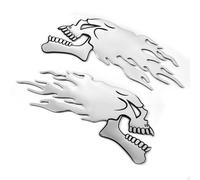 2 Pcs Sticker Badge 3D Per Moto Auto Tuning Fiamme L/R Argento