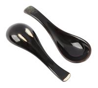 2 PCS Stile Giapponese Ceramica Blu Zuppa Retro Ramen Scodella Manico Corto Minestra Cucchiaio, da Zuppa per Ramen, Minestra e Dessert, Cucchiai in Porcellana Creativi per Uso Quotidiano (Verde)