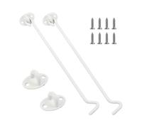 2 Pcs Storm Hook Long 16 Inch Cabin Hook Storm Hook Stainless Steel Window Hook Eye Bolt Helter Locking Door Lock with Eye Plate Mounting Screws