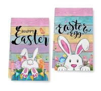 2 PCS Strofinacci Pasquali, Easter Coniglio Coniglietto Uovo Canovacci Cucina, Asciugamani Cucina Decorare, Coniglio Asciugamani Pasqua da Cucina, per la Primavera e le Vacanze (B)