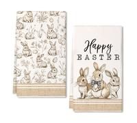 2 PCS Strofinacci Pasquali, Easter Coniglio Coniglietto Uovo Canovacci Cucina, Asciugamani Cucina Decorare, Coniglio Asciugamani Pasqua da Cucina, per la Primavera e le Vacanze (A)