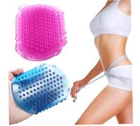 2 pcs Strofondo per il corpo in silicone, guanti da massaggio in PVC non slip con foro appeso Pratico a doppio lato per fare la doccia per massaggio.