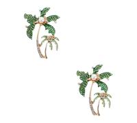 2 PCS Summer Brooch Velvet Choker Burlesque Costume Prom Jewelry Bracelets for Women Rhinestone Necklace Palm Tree Boutonniere Big Brooches Pin Green