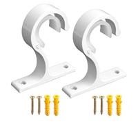 2 PCS Supporti per Bastoni Tende, Bastoni per Tende a Soffitto, Staffe Asta di Tenda Con Vite Ganci Tende- Staffe Aste Tende da Appendere Ganci Singoli, per Finestre Uso a Soffitto o a Parete(Bianco)