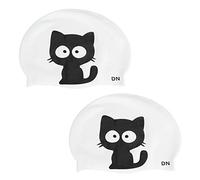 2 pcs tappo di nuoto in silicone cartone animato unisex per bambini graziosi motivi per cani da gatto elastico dimensione libera 135g 4,76 once (Gatto)